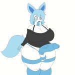 anthro anthrofied big_butt big_penis blue_body blue_fur blue_hair blue_penis blue_sclera bodily_fluids bottomwear bow_(feature) breasts butt celeste_(lewdyblueberry) chubby_anthro chubby_gynomorph cleavage clothed clothing dripping eeveelution embarrassed eyewear fur generation_6_pokemon genital_fluids genitals glasses gynomorph hair hi_res huge_butt huge_penis intersex leggings legwear lewdyblueberry nintendo open_mouth panties pattern_bottomwear pattern_clothing pattern_legwear pattern_panties pattern_underwear penis pokemon pokemon_(species) precum precum_drip scarf slightly_chubby solo striped_bottomwear striped_clothing striped_legwear striped_panties striped_underwear stripes sylveon tail thick_thighs thigh_highs underwear vein white_body white_eyes white_fur wide_hips