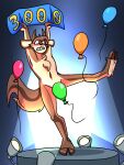 2023 3:4 absurd_res anthro balloon blue_balloon blush blush_lines bovid brown_body brown_fur capri_(deerkid) caprine cheek_tuft chest_tuft clenched_teeth convenient_censorship deerkid digital_drawing_(artwork) digital_media_(artwork) embarrassed facial_tuft feet floppy_ears fluffy fluffy_tail fur goat green_balloon head_tuft hi_res holding_object holding_sign hooves horn inflatable looking_down male mammal milestone multicolored_body multicolored_fur navel nude number on_one_leg orange_balloon pink_balloon plantigrade platform raised_arms raised_leg sign simple_background solo spotlight standing string tail teeth tuft two_tone_body two_tone_fur two_tone_tail