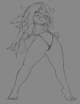 &lt;3 biped clothed clothing clothing_lift female genitals hair hi_res league_of_legends lulu_(lol) mayhem_(artist) monochrome navel not_furry panties pupils pussy pussy_floss riot_games smile solo thick_thighs underwear yordle