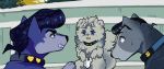  $ &lt;3 2017 alternate_species black_hair blue_eyes canid canine canis collar domestic_dog feral feralized fluffy fluffy_tail fur furrification grey_fur group hair hi_res holding_object jojo&#039;s_bizarre_adventure josuke_higashikata koichi_hirose magicalkoko mammal okuyasu_nijimura open_mouth outside piercing pompadour purple_fur 