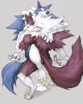  2019 absurd_res canid canine canis capcom captainjohkid dark_talbain darkstalkers duo fur hi_res japanese_text jon_talbain male male/male mammal muscular muscular_male nude pecs text translation_request video_games were werecanid werecanine werewolf wolf 