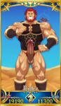  1boy armor artist_name bara beard biceps boots card_(medium) desert erection facial_hair fate/grand_order fate/zero fate_(series) feet_out_of_frame gauntlets hand_on_own_hip highres iskandar_(fate) large_penis looking_at_viewer male_focus manly mature_male muscular muscular_male no_pants penis pubic_hair red_eyes red_hair scar shirako_(kirupi) short_hair signature sky smirk solo spiked_hair sunlight tan teeth thick_arms thick_eyebrows thick_thighs thighs veins 