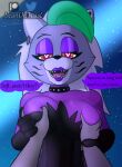 &lt;3 &lt;3_eyes ambiguous_gender animatronic anthro beanontoast big_breasts black_clothing black_collar breast_grab breast_play breast_squeeze breast_squish breasts choker clothing collar dialogue duo female female_focus five_nights_at_freddy&#039;s five_nights_at_freddy&#039;s:_security_breach freddy_in_space_3 grabbing_arms green_hair grey_hair hair hand_on_breast hi_res holding_breast humanoid jewelry lipstick machine makeup metroid moon necklace nintendo orange_eyes purple_clothing purple_lipstick question robot robot_humanoid roxanne_wolf_(fnaf) scottgames sky speech_bubble squish star starry_sky steel_wool_studios teeth text tight_clothing tight_fit watermark zero_suit