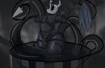 absurd_res ambiguous_gender anthro arms_tied arthropod black_body blurred_background bound hi_res highlights_(coloring) hollow_eyes hollow_knight i_will_dance_only_if_the_beat_is_funky looking_up overflow partially_submerged segmented_body sketch solo team_cherry tendrils the_knight_(hollow_knight) thick_thighs void_(hollow_knight) wide_hips