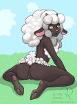  2019 2pillowprincess anthro anthrofied anus bovid caprine female hi_res horn looking_at_viewer mammal nintendo pink_nose pok&eacute;mon pok&eacute;mon_(species) pok&eacute;morph presenting presenting_pussy pussy solo video_games wooloo 