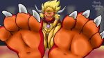 2018 4_toes anthro armor barefoot blonde_hair blurred_background bushiroad claws clothing dragon drum_bunker_dragon feet foot_focus future_card_buddyfight gold_(metal) gold_armor gold_helmet hair headgear helmet hi_res horn humanoid_feet looking_at_viewer male open_mouth orange_body orange_scales plantigrade randytheartdog red_tongue scales sharp_teeth sitting soles solo teeth toe_claws toes tongue white_claws white_horn yellow_eyes