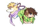  2017 alternate_species blue_eyes brown_fur caesar_zeppeli canid canine clothing duo feral feralized fur furrification headgear headwear jojo&#039;s_bizarre_adventure joseph_joestar looking_at_viewer magicalkoko mammal scarf simple_background white_background white_fur yellow_fur 