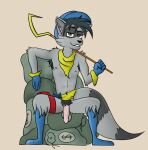 anthro armpit_hair bandanna belt body_hair flaccid genitals heist hi_res kerchief male mammal money money_bag monochrome neckerchief penis procyonid pubes raccoon sceptre sly sly_cooper sly_cooper_(series) smile smirk solo sony_corporation sony_interactive_entertainment sucker_punch_productions willitfit
