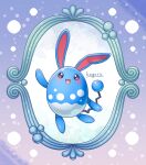  :d absurdres azumarill blush brown_eyes commentary_request full_body happy highres kagure_(karaguren) no_humans open_mouth pokemon pokemon_(creature) signature smile solo 