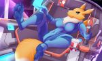  5:3 anthro blue_eyes breasts clothed clothing detailed_background digimon digimon_(species) female hi_res krazykurt renamon solo 