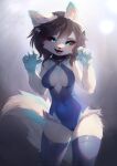 absurd_res anthro blue_eyes breasts canid canine clothed clothing digital_media_(artwork) female fox fur hair hi_res looking_at_viewer lyra_(lyra~floof) magnaluna mammal simple_background smile solo tail white_body