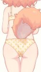  1girl ass ass_focus back bare_arms bare_legs bare_shoulders bra cowboy_shot dog_girl dog_tail facing_away from_behind head_out_of_frame highres inuakarisan legs_together orange_hair panties polka_dot polka_dot_bra polka_dot_panties short_hair simple_background skindentation solo standing tail tail_raised thigh_gap underwear underwear_only variant_set white_background yellow_bra yellow_panties 