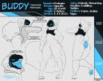 ambiguous_gender anthro big_butt big_tail buddy_(gurglegluts) butt clothing fur gurglegluts hi_res hoodie machine model_sheet mouth_shot open_mouth pawpads protogen protogen_armor protogen_visor simple_background solo tail teeth topwear white_body white_fur