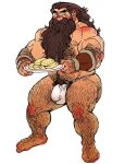  1boy back_hair bara beard belly blush brown_hair bulge covered_penis dungeon_meshi dwarf excessive_pubic_hair facial_hair foot_hair full_beard full_body fundoshi hairy hand_hair holding holding_plate japanese_clothes jiraiya_(mangaka) large_pectorals long_beard long_hair looking_at_viewer male_focus male_pubic_hair mature_male muscular muscular_male navel navel_hair nipple_hair nipples no_headwear pectorals plate plump pubic_hair senshi_(dungeon_meshi) solo standing stomach strongman_waist thick_arm_hair thick_ass_hair thick_beard thick_chest_hair thick_eyebrows thick_leg_hair thick_mustache thick_navel_hair thick_thighs thighs topless_male very_hairy very_long_beard 