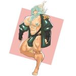abs anthro biceps big_bulge big_muscles big_pecs blue_hair brass_instrument bugle bulge canid canine canis clothing demondragoncyan dislyte domestic_dog dragon eastern_dragon eyewear fu_shi_(dislyte) fur hair huge_pecs hybrid hyper_pecs jacket lilith_games looking_at_viewer male mammal mane mostly_nude multicolored_hair muscular muscular_anthro muscular_male musical_instrument mythological_creature mythological_scalie mythology nipples orange_body orange_fur paws pecs scalie solo topwear two_tone_hair wind_instrument