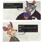 anthro basil_(disney) clothed clothing comic dialogue disney duo english_text fluffy grin hi_res humor male male/male mammal mouse murid murine pickle_raye professor_padraic_ratigan_(disney) rat rodent simple_background smile suggestive_dialogue tan_background text the_great_mouse_detective