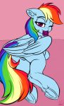  2019 absurd_res airfly-pony2014 condom condom_in_mouth equid equine feathered_wings feathers female feral friendship_is_magic hi_res hooves looking_at_viewer mammal mouth_hold my_little_pony pterippus pussy rainbow_dash_(mlp) solo underhoof wings 