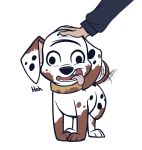  101_dalmatian_street 101_dalmatians 2019 canid canine canis dalmatian dialogue diesel_(101_dalmatians) dirty disney domestic_dog head_pat higgly_town_hero human male mammal smile solo 