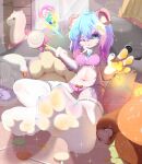 absurd_res anthro bow_panties bow_ribbon bow_underwear candy chest_tuft claws clothing dessert feet_focused felid female food hair hi_res inner_ear_fluff legwear lollipop long_hair mammal nrpwccold221 panties pawpads solo translucent translucent_clothing translucent_legwear tuft underwear