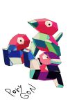  01coil black_eyes character_name highres multiple_views no_humans pokemon pokemon_(creature) porygon simple_background square_pupils white_background 