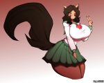  5:4 anthro big_breasts blush breasts cosplay domestic_cat felid feline felis female mammal one_eye_closed solo superix wink 