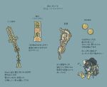  1boy arknights beads black_hat blue_background cropped_head dagger dragon_boy glasses gloves hair_between_eyes holding knife lee_(arknights) long_hair musical_note ofuda scarf sirakaro spoken_musical_note translation_request weapon yellow_gloves yellow_scarf 