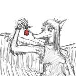 1:1 2024 5_fingers anthro berserk_(series) black_and_white claws diego_lombardi dinosaur elbow_feathers eyelashes fang_(gvh) feathered_wings feathers female finger_claws fingers goodbye_volcano_high hair halter_top jewelry long_hair monochrome necklace pterodactylus pterosaur reptile scalie sketch snout solo wings