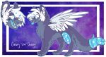  2017 ambiguous_gender blue_eyes blue_outline blue_tongue canid canine cosmic_background digital_drawing_(artwork) digital_media_(artwork) digitigrade duskky english_text eyebrows eyelashes feathered_wings feathers feral feral_with_hair flat_colors fur galaxy_duskky grey_body grey_feathers grey_fur hair half-closed_eyes handwritten_text inner_ear_fluff jaspering mammal model_sheet narrowed_eyes nonbinary_(lore) open_mouth outline patchwork_creature paws purple_body purple_fur snout solo sparkles sparkling_hair standing surgical_suture teeth text tongue tongue_out tuft whisker_spots white_body white_feathers white_hair white_inner_ear white_inner_ear_fluff white_nose white_text wings 