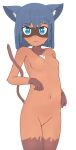  animal_ears blue_eyes blue_hair breasts cat_ears cat_girl cat_tail furry looking_at_viewer nude original short_hair small_breasts tail 