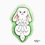 absurd_res female feral fur grass hi_res lagomorph legs_in_air legs_up leporid looking_at_viewer lying lying_on_ground mammal on_back paws plant rabbit smile yordraw 