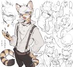  ... 4boys animal_ear_fluff animal_ears animal_nose belt black_pants blank_speech_bubble blue_eyes body_fur cat_boy cat_ears cat_tail coin cowboy_shot cropped_legs cup dagger dated fangs fish7163 furry furry_male grin hand_on_own_hip hand_up highres holding holding_cup hyena_boy knife looking_at_viewer lynx male_focus multiple_boys multiple_views open_mouth original pants partially_unbuttoned pawpads sheath sheathed shirt shirt_tucked_in short_hair signature simple_background slit_pupils smile solo_focus speech_bubble spoken_ellipsis spots standing suspenders tail throwing_money weapon white_background white_fur white_hair white_shirt wolf_boy yellow_fur 
