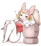  2023 4_fingers anthro bent_legs biped blonde_hair bow_tie breasts bunny_costume cleavage clothed clothing costume female fingers fur hair hi_res kemono lagomorph leaning_on_object leotard leporid looking_at_viewer mammal medium_breasts mortar_and_pestle pink_hair rabbit red_bow_tie red_clothing red_leotard setouchi_kurage simple_background sitting smile solo white_background white_body white_fur 