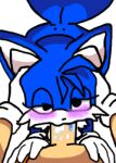  blue_hair lowres non-web_source red_shirt shirt sonic_(series) tails_(sonic) 