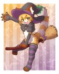 acky05 ailurid arm_warmers armwear broom broom_riding cleaning_tool clothing femboy fur hat headgear headwear hi_res legwear magic_user male mammal orange_body orange_fur red_panda solo thigh_highs torkle witch witch_hat