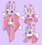 2018 absurd_res ambiguous_gender antennae_(anatomy) anthro biped black_eyes bottomwear clothing colored dipstick_antennae dipstick_ears dipstick_wings ear_markings eyes_closed featureless_feet feet generation_7_pokemon graskip green_antennae hi_res looking_at_viewer lurantis mantis_arms multicolored_antennae multicolored_body multicolored_ears nintendo noseless pants pattern_bottomwear pattern_clothing pattern_pants pink_body pink_stripes pokemon pokemon_(species) pseudo_clothing purple_background red_body red_sclera red_stripes red_wings shaded simple_background solo standing striped_bottomwear striped_clothing striped_pants stripes two_tone_body white_ear_tips white_muzzle wings