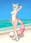  anthro beach bikini breasts clothing commandg female hair lemur mammal primate ring-tailed_lemur solo strepsirrhine swimwear 