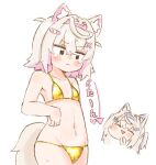  2girls animal_ear_fluff animal_ears bandaid bandaid_hair_ornament bikini blonde_hair blue_hair blush breasts dog_ears dog_girl dog_tail flat_chest fuwawa_abyssgard gold_bikini hair_ornament hololive hololive_english long_hair mococo_abyssgard multicolored_hair multiple_girls navel nekoyama open_mouth pink_hair siblings sisters streaked_hair swimsuit tail twins virtual_youtuber x_hair_ornament 