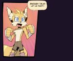 anthro bigdad blonde_hair blue_eyes canid canine comic fox fur hair male mammal miles_prower sega solo sonic_the_hedgehog_(series) yellow_body yellow_fur