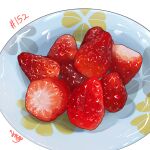 absurdres food food_focus fruit highres no_humans original plate strawberry takisou_sou white_background 