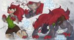  blue_eyes brown_eyes claws clothed clothing drooling english_text forced forced_transformation fur hi_res mane nintendo pok&eacute;mon pok&eacute;mon_(species) saliva scared tears text thwillartz torn_clothing transformation video_games zoroark 