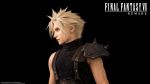  1boy absurdres asymmetrical_clothes black_background blonde_hair cloud_strife copyright final_fantasy final_fantasy_vii final_fantasy_vii_remake highres looking_to_the_side official_art shoulder_armor sleeveless solo spiked_hair square_enix suspenders upper_body 