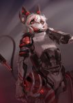  5_fingers anthro armor clothed clothing digital_media_(artwork) eyelashes fruitbloodmilkshake hair hi_res lagomorph leporid looking_at_viewer male mammal rabbit simple_background white_hair 