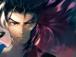  1boy black_hair bomssp close-up dual_persona face fei_fong_wong id_(xenogears) long_hair looking_at_viewer male_focus mask red_hair solo xenogears 