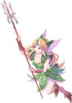  1girl artist_request blonde_hair blue_eyes breasts brown_footwear cleavage collarbone fingerless_gloves full_body gem gloves helmet holding holding_spear holding_weapon long_hair medium_breasts no_pants official_art polearm riesz seiken_densetsu seiken_densetsu_3 shoes sleeveless solo spear transparent_background trident weapon winged_helmet 