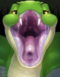  2018 fangs feral gaping_mouth green_scales hi_res looking_at_viewer mouth_shot nummynumz open_mouth reptile scales scalie snake solo throat tongue_sheath yellow_eyes 