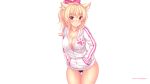  animal_ears blonde_hair breasts catgirl cleavage fast-runner-2024 orange_eyes original ponytail tiffy underwear watermark white 