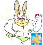  2019 abs anthro anthrofied blush bulge canid canine clawzetto clothing male mammal muscular muscular_male nintendo nipples pecs pok&eacute;mon pok&eacute;mon_(species) pok&eacute;morph solo thong tongue video_games yamper 
