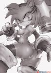  2019 accessory amy_rose angry anthro anus armwear black_and_white blush bottomless breasts butt clothed clothing eulipotyphlan eyelashes female girlsay gloves hair hair_accessory hairband hammer hedgehog hi_res invalid_tag legwear looking_at_viewer mammal monochrome nipples patreon pussy simple_background solo sonic_(series) star tools video_games white_background 