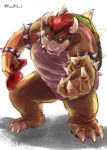  anthro bowser claws hair horn male mario_bros nintendo red_eyes red_hair reptile scalie signature simple_background spikes turtle video_games white_background yu_chi_i 