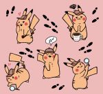  2019 ? ?! absurd_res ambiguous_gender back_markings beverage clothing coffee cup deerstalker_hat detective_pikachu english_text footprint fur hat hat_only headgear headwear hi_res holding_object magnifying_glass maplesleep markings mostly_nude musical_note nintendo one_eye_closed pikachu pink_background pok&eacute;mon pok&eacute;mon_(species) red_cheeks simple_background smoking_pipe speech_bubble text video_games yellow_fur 
